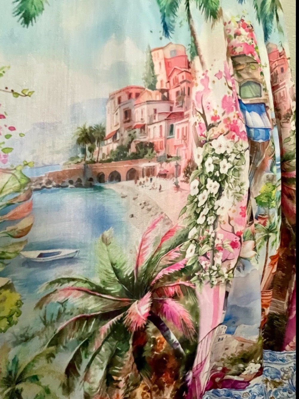 NWT Wishing Waves ITALIAN RIVIERA Scenic Postcard COTTON Resort Dress Size Small - Picture 5 of 16